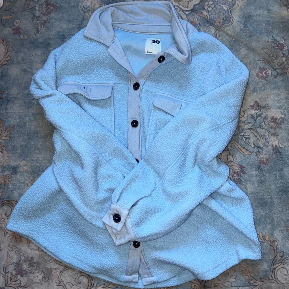 SO Sky Blue Fleece Button Down